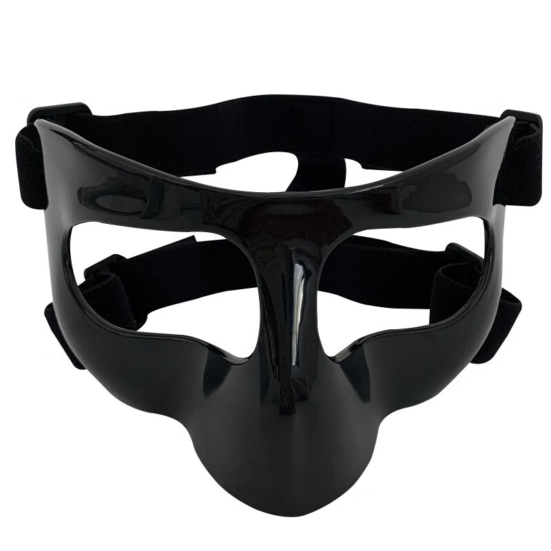 泽赛zesai篮球面罩护臂黑护脸头部防撞保护面具黑色全框儿童成人通用 篮球面具护鼻护脸儿童成人可调整松紧通用款防护护具 打篮球训练装备护具鼻子面部防护面罩黑色款护具吸汗垫