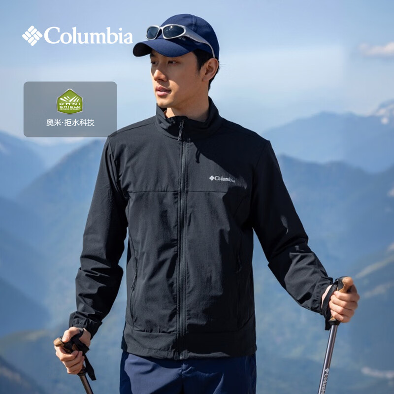 Columbia户外男子拒水运动软壳衣徒步旅行休闲外套WE5801 010 黑色 亚太修身版型 L (180/100A)