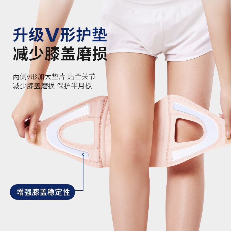 LUCYLEE美国医用级护膝盖半月板损伤男女关节滑膜炎髌骨韧带运动跑步专用 粉色一对【创新V形护垫/四弹簧固定】 M码【适合腿围39-45cm重110-140斤】