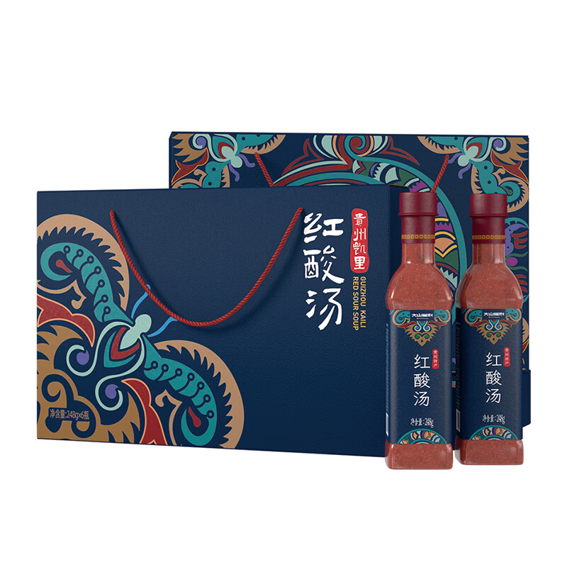 大山福利贵州凯里红酸汤火锅底料伴手礼正宗酸汤鱼冬阴功调料年货特产礼盒 248g*6瓶/盒