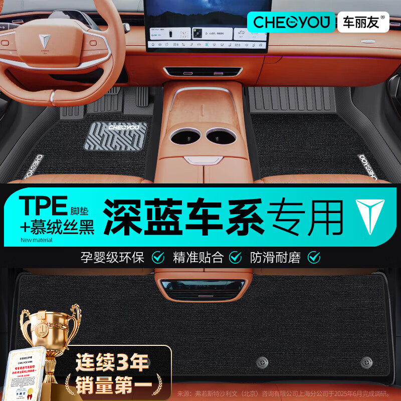 车丽友专用于深蓝g318 sl03 l07 s05脚垫s07全包围TPE后备箱垫汽车用品 TPE脚垫+慕绒丝黑 深蓝SL03 定制