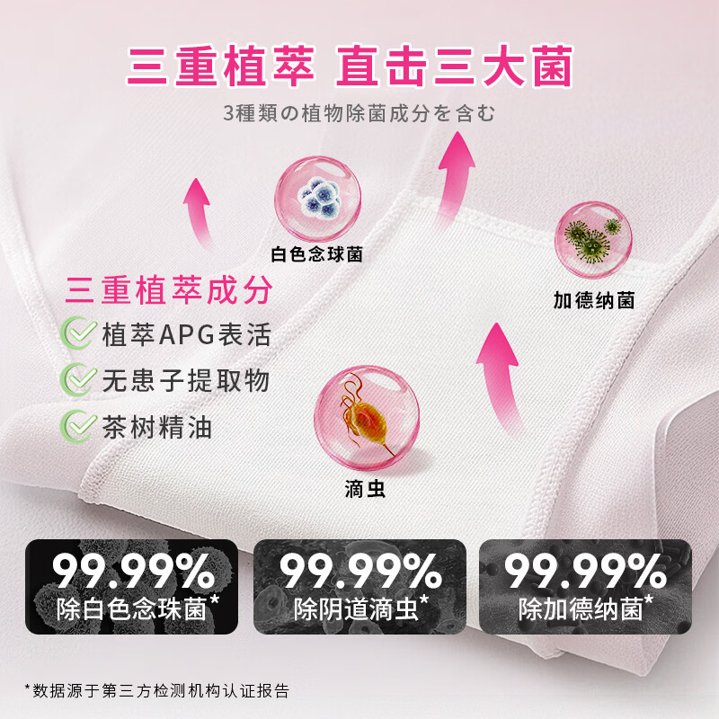 杰物壹品植研酵素内衣裤清洗液除菌除螨去血渍HPV滴虫玫瑰精油无荧光剂 植研酵素内衣净300ml*2瓶【除血渍HPV滴虫加德纳菌】