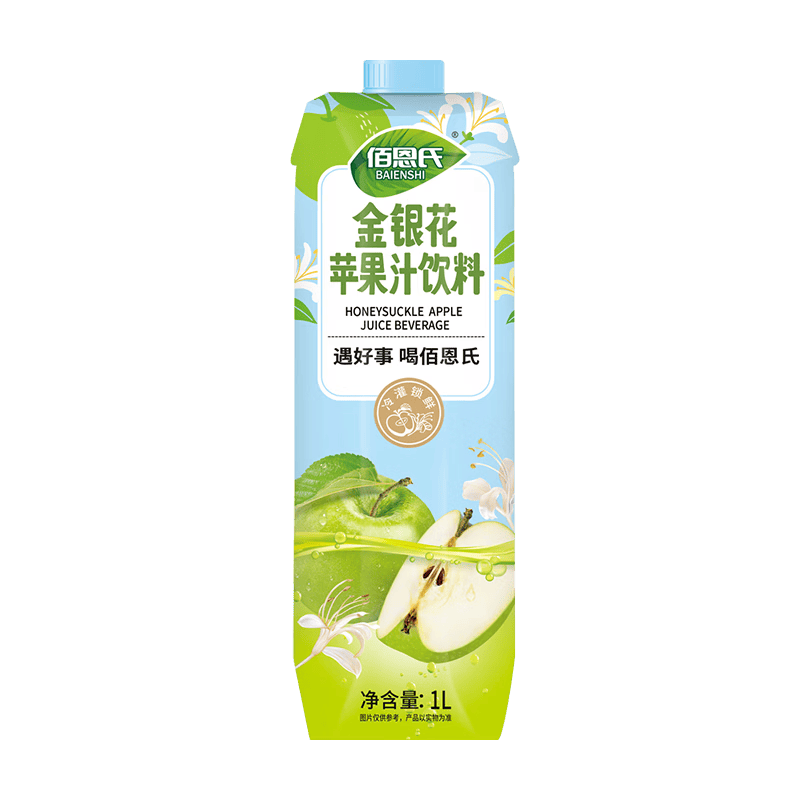 佰恩氏（BAIENSHI）金银花苹果汁饮料复合果汁饮品果蔬菜汁【0添加剂】0脂 1L*1瓶