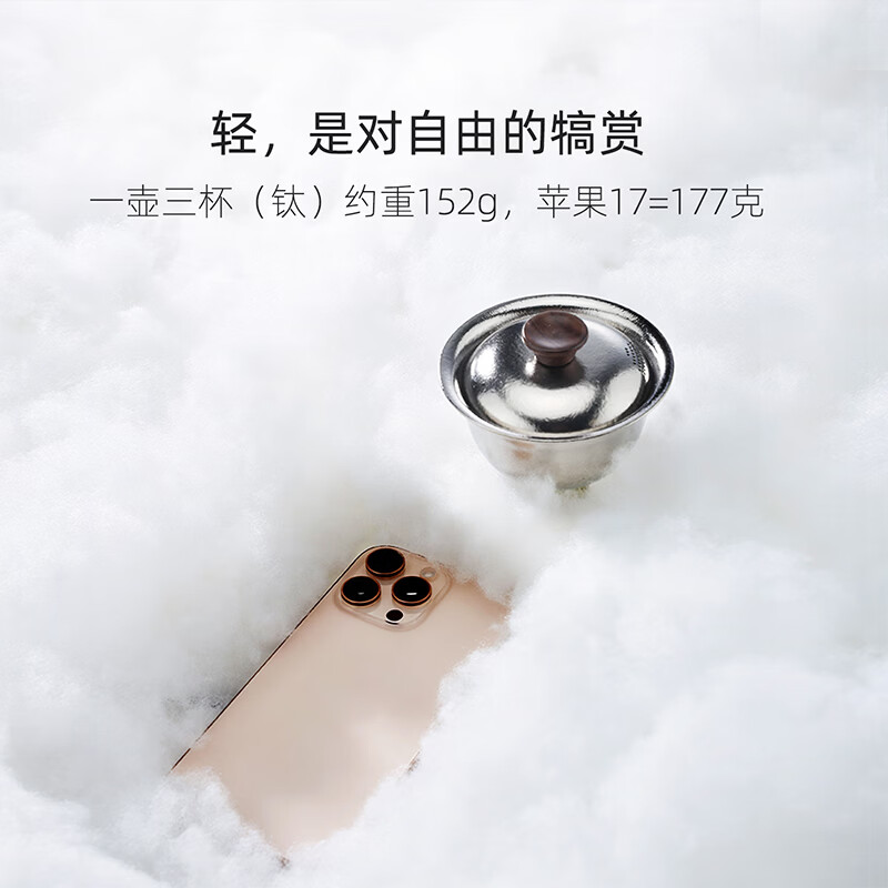 尚明（SAMADOYO）纯钛旅行茶具带茶盘盖碗套装送礼功夫茶具可收纳便携户外喝茶茶具 棕色 一壶4杯