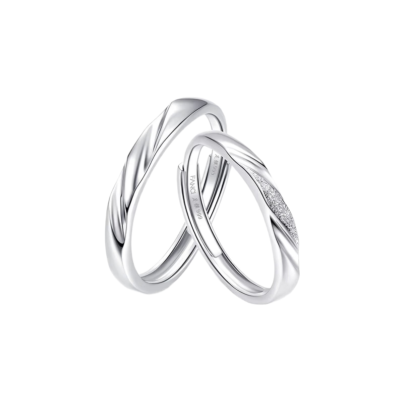 范琦（Fanci）戀愛頻率系列情侶戒指一對戒純銀999足銀生日新年禮物送男女友