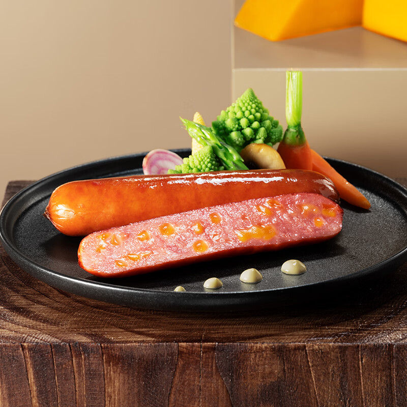 尊乐香肠尝鲜原味/蜜汁/车达芝士纯肉烤肠早餐火腿片烧烤空气炸锅食材 尊乐车达芝士香肠130g