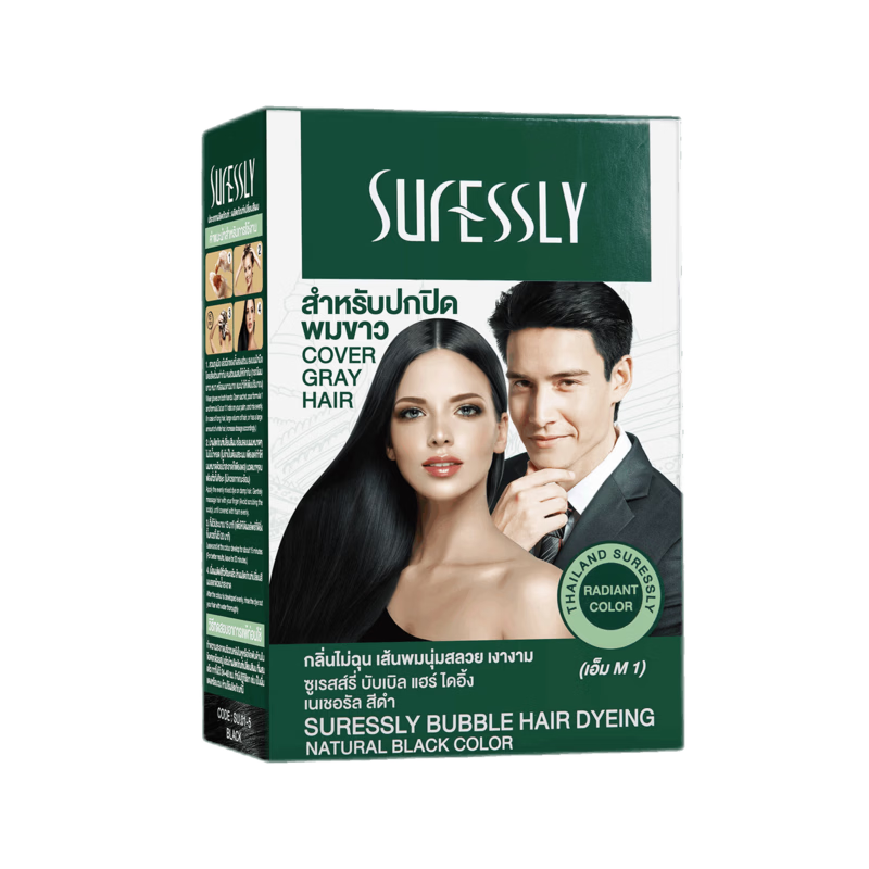 SURESSLY烁色泡泡染发剂染发膏泰国进口植物一洗黑无刺激异味遮白发男女士 深棕色30ml*5袋/盒