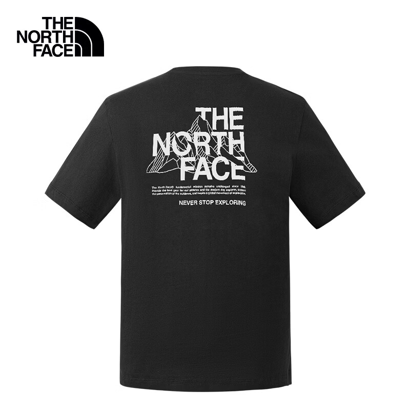 The North Face男女同款印花短袖T恤户外透气8GVF 黑色/JK3 XL
