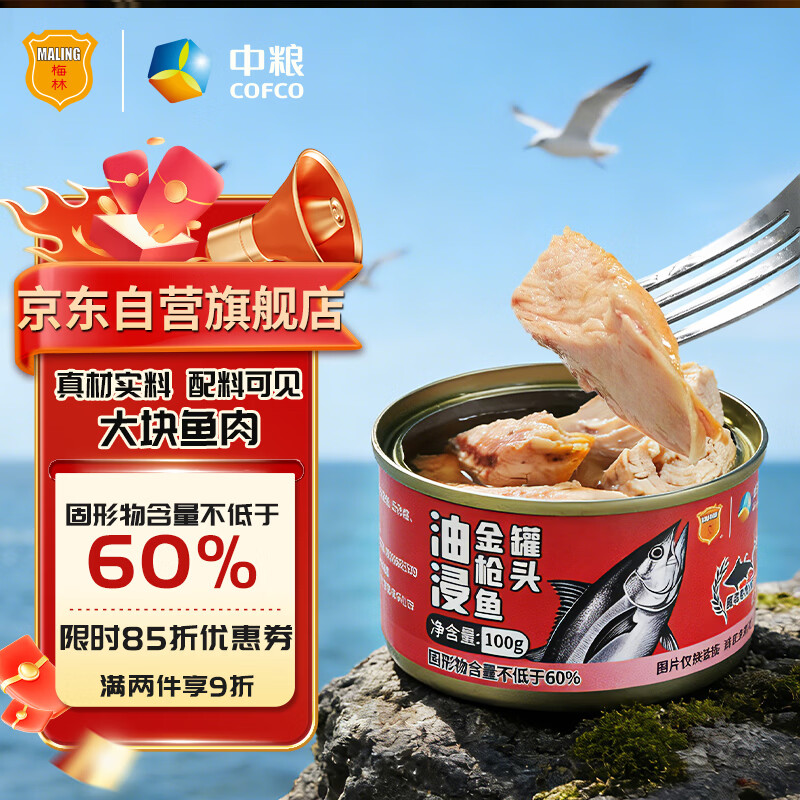 梅林MALING油浸金枪鱼肉罐头深海健身食品100g（新老包装随机发货）