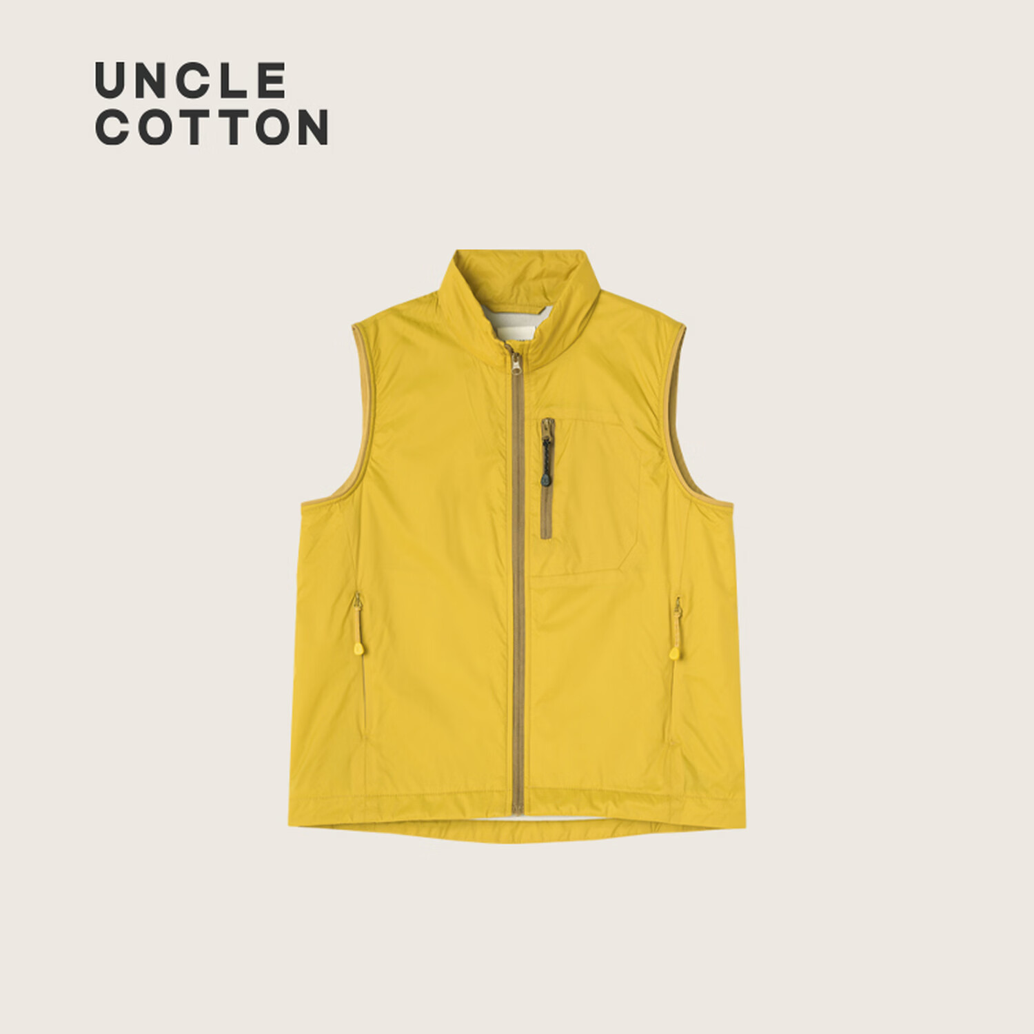 棉叔叔【无氟防水马甲】2026春季户外春季新品女童小线格立领马甲男童 藤黄 120 120