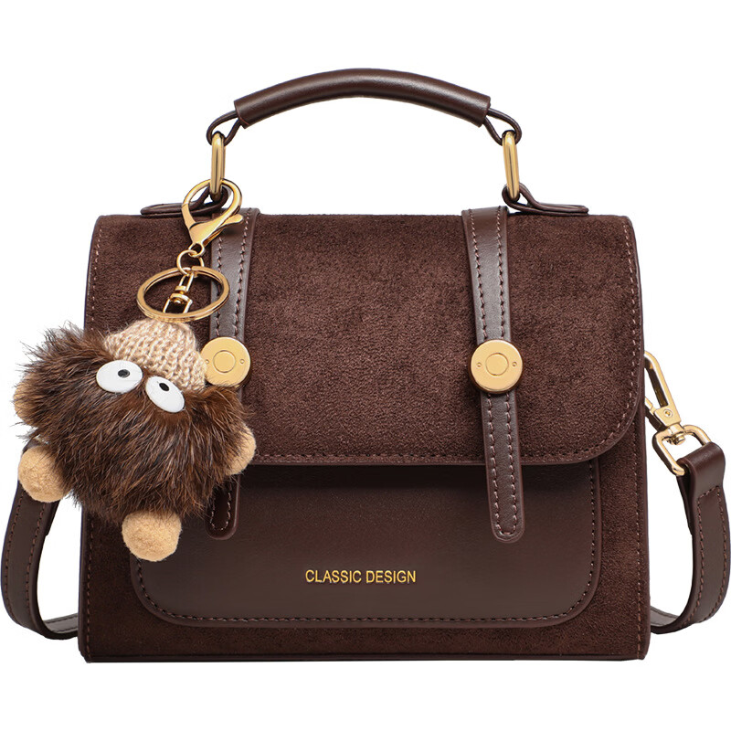 单支鸟包包女包秋冬棕拼色邮差包手提小方包高级感剑桥包百搭生日礼物