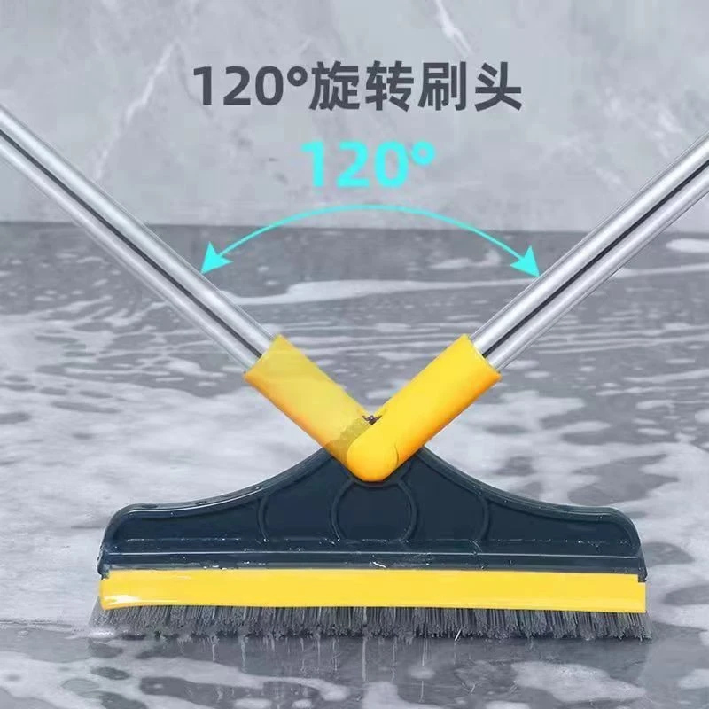 Jepoo卫生间V型地板刷洗地刷浴室刮板刷地缝刷瓷砖长柄硬毛厕所清洁刷 两个装颜色随机