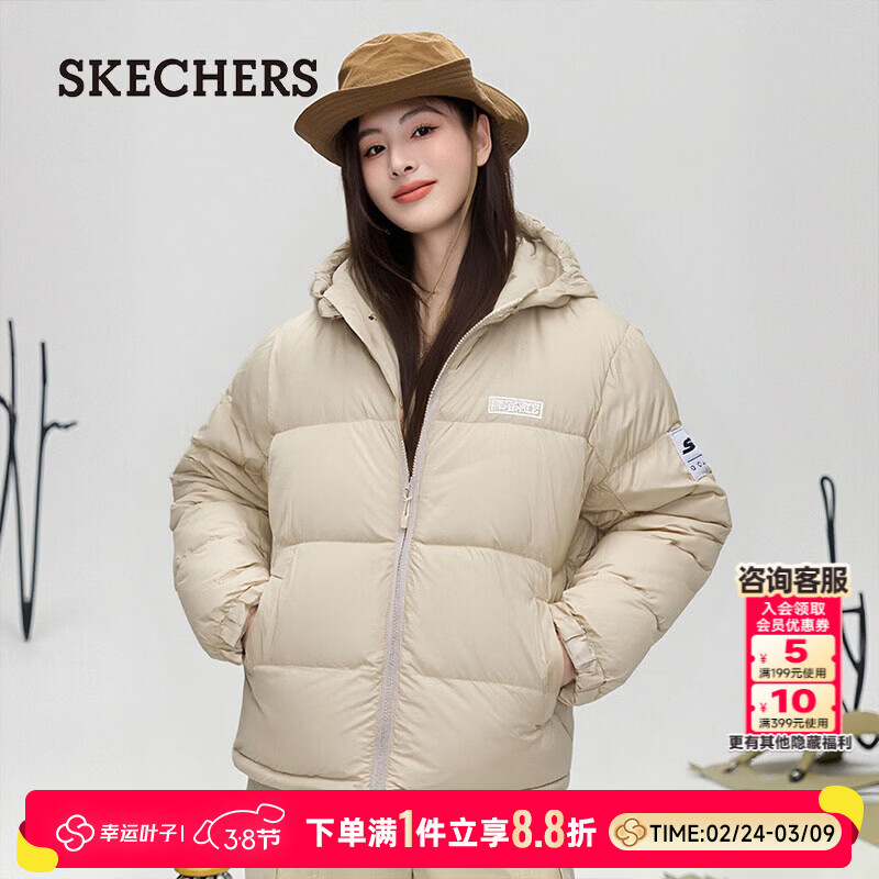 ˹���棨Skechers�����޷���Ůͬ�� 2026�����¿�̿��������������ñ��ů���� P425U091-01LV/��ɫ/��Ůͬ�� L