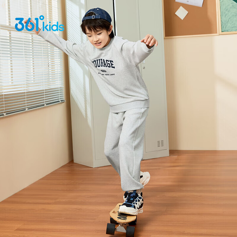 361°童装男童长袖针织套装儿童百搭年春秋新款女童圆领运动套装 原色花灰/原色花灰 150 cm