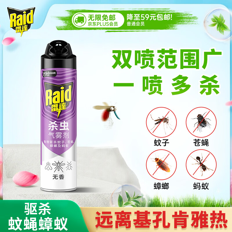 雷达（Raid）基孔肯雅热杀虫剂喷雾灭蚊喷雾600ml（无香型）杀虫剂家用灭蟑螂