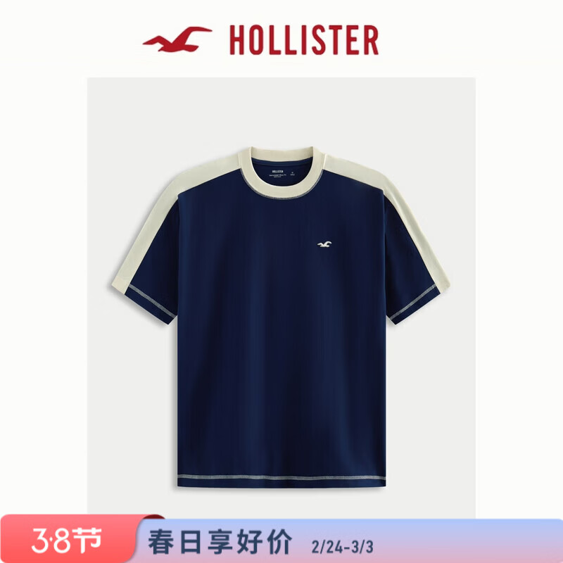 HOLLISTER小海鸥图案棉质重磅短袖T恤25夏男装324-5464 海军蓝 L (180/108A)