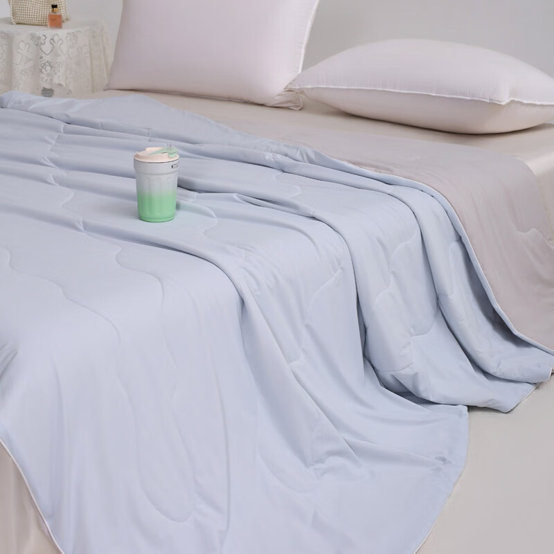 水星家纺夏季被子空调被夏凉被春夏新款大豆被单双人床上用品 雾凇蓝+幻影灰 200*230cm单夏被