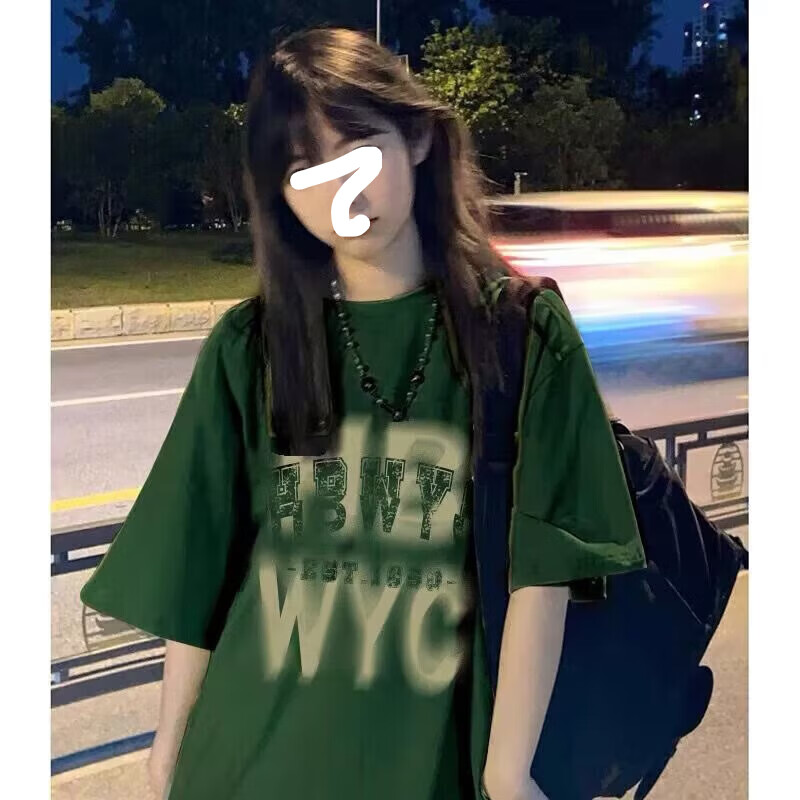 POUM男装联名美式复古墨绿色纯棉短袖t恤男女夏季宽松街头半袖体恤 JXFS-1125绿色 XL 【130-145斤】 京东折扣/优惠券