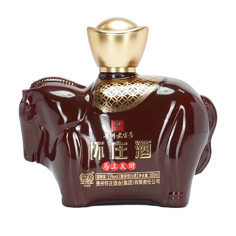 怀庄1983马上发财整箱礼物礼盒酱香型马年生肖白酒 53度 500mL 4瓶 礼盒装