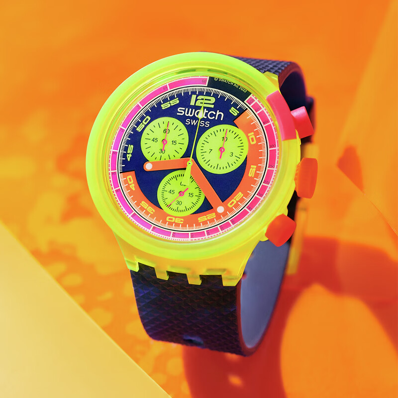 斯沃琪（Swatch）瑞士手表极速霓虹腕表考试表学生手表生日礼物男女运动手表腕表 【精美礼袋】极速霓虹 SB06J100