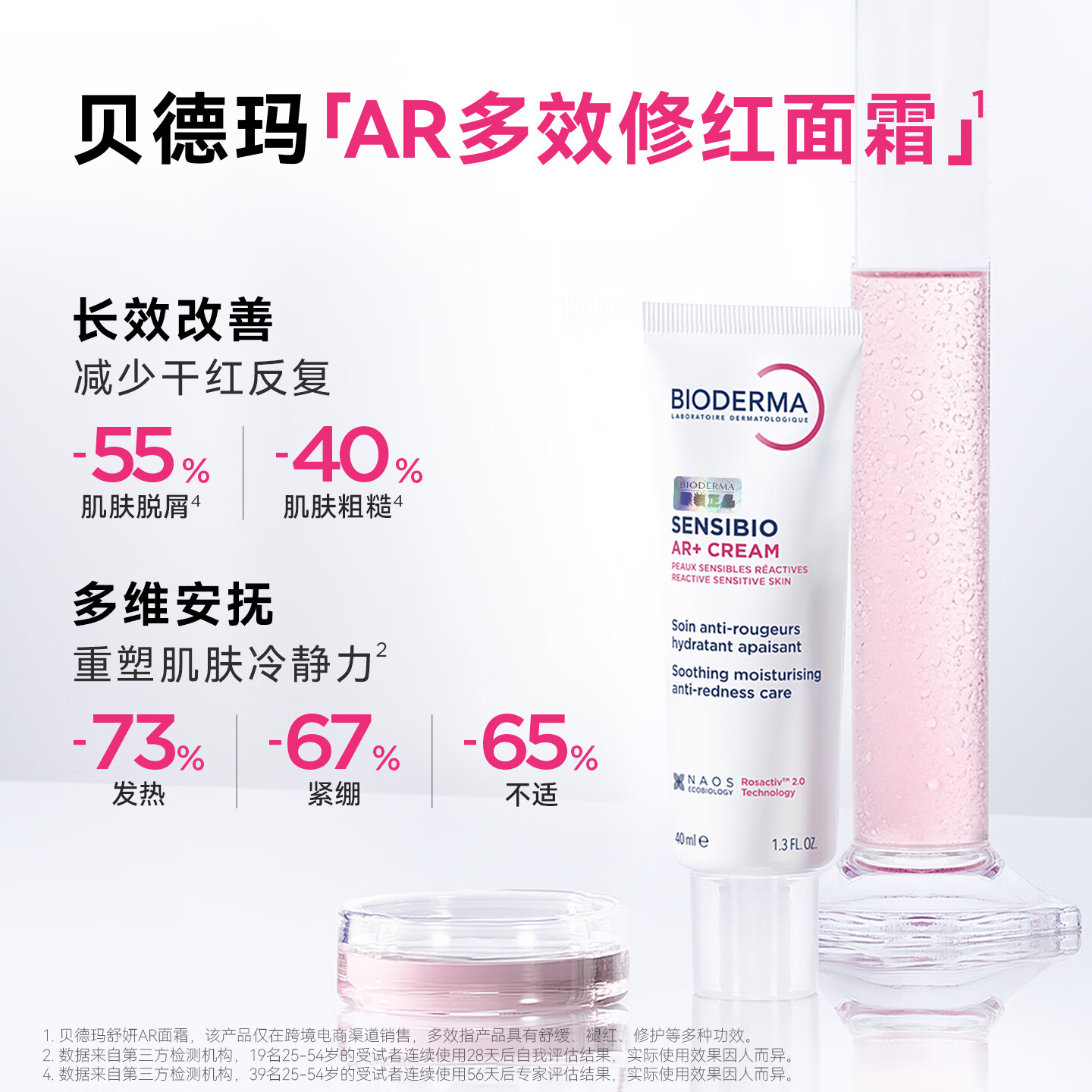 贝德玛（BIODERMA）【官方正品】AR多效修红面霜40mI保湿修护屏障改善干红敏感玫瑰肌 AR多效修红面霜40ml