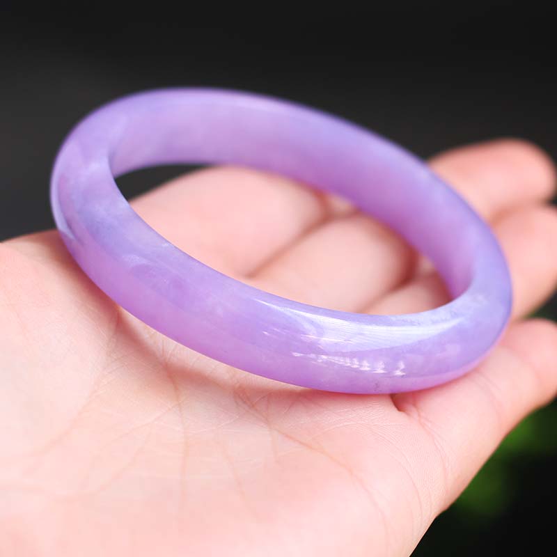 玉手镯 缅甸翡翠手镯冰糯种紫罗兰翡翠镯子紫手镯女士玉镯 50圈口