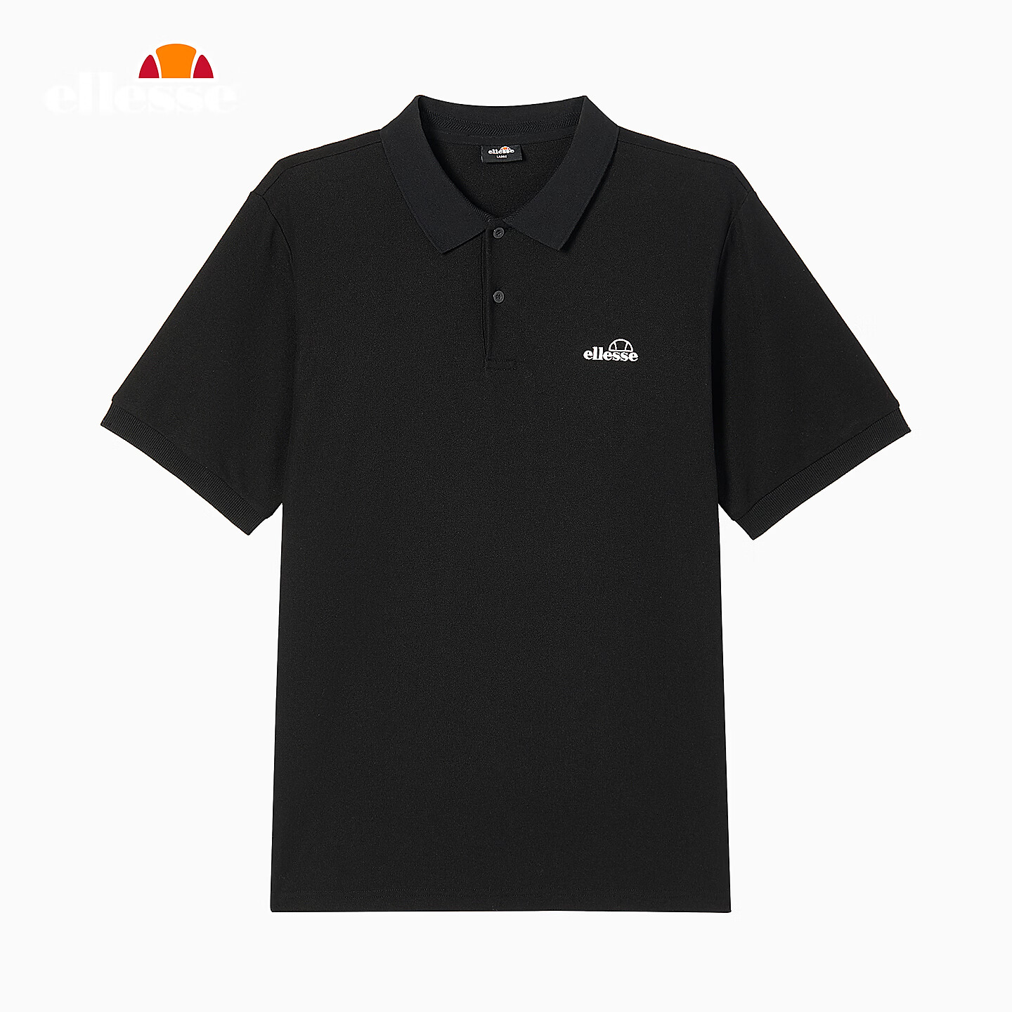 ellesse小贝壳官方polo衫男短袖t恤24夏季新款运动刺绣上衣 黑色 S
