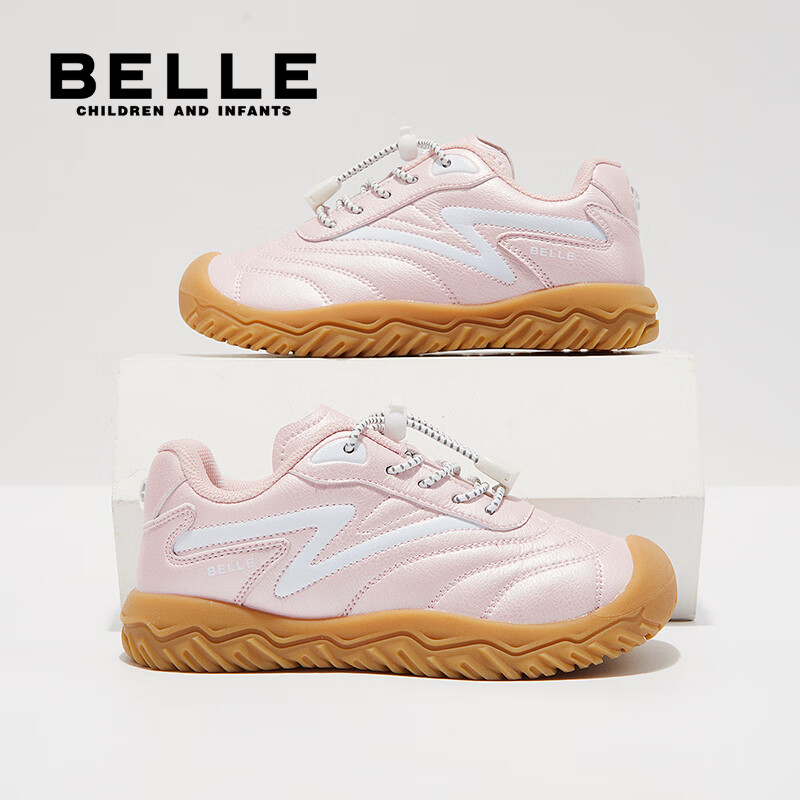 百丽童鞋女童运动鞋男大童鞋子26年春秋新款校园小白鞋女孩儿童休闲鞋 粉色 32
