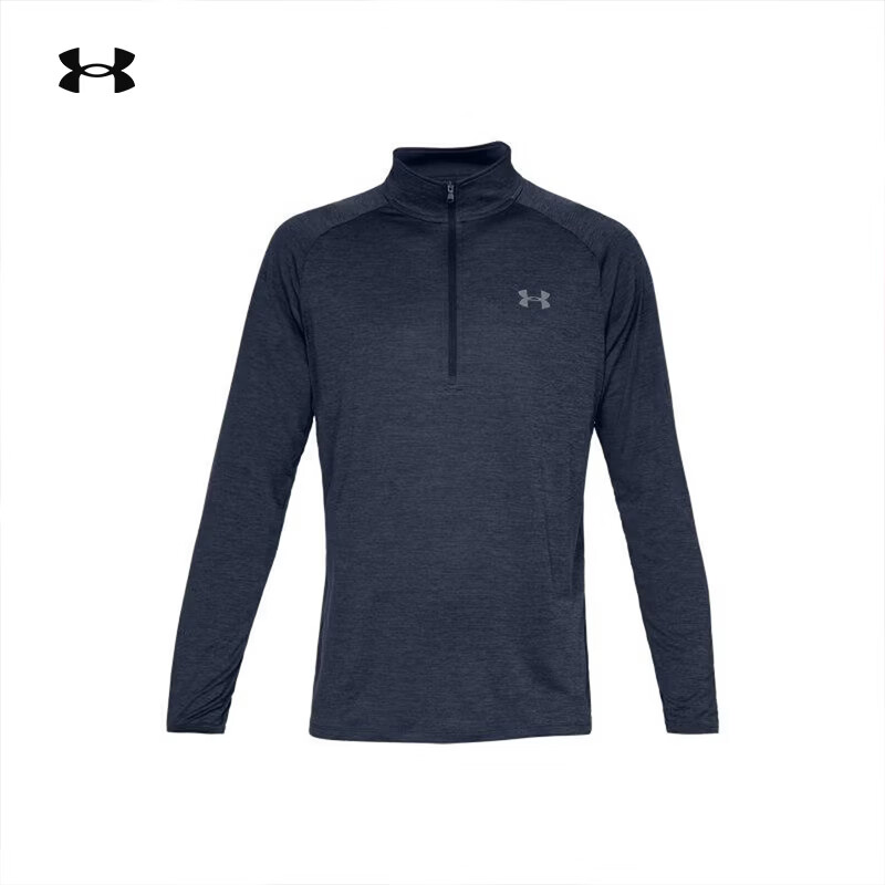 安德玛（Under Armour）UA半拉链长袖男装26春季新款运动服健身训练服黑色跑步骑行t恤男 1328495-409 XL