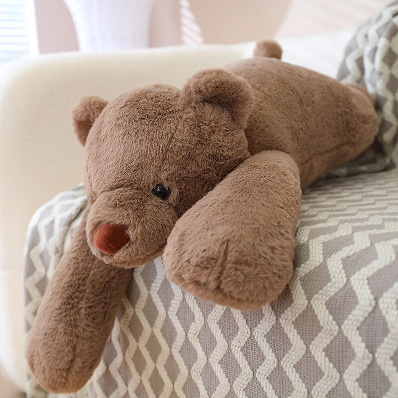 抱枕睡觉公仔娃娃长条女生可爱大号女孩玩偶大熊男生 棕色熊 60厘米