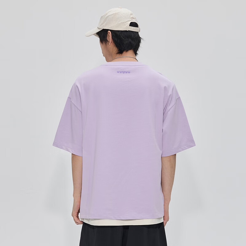 古由卡(GUUKA)潮牌短袖t恤男夏季重磅纯棉上衣宽松休闲萌趣印花半袖情侣体恤 浅紫 F5947 S