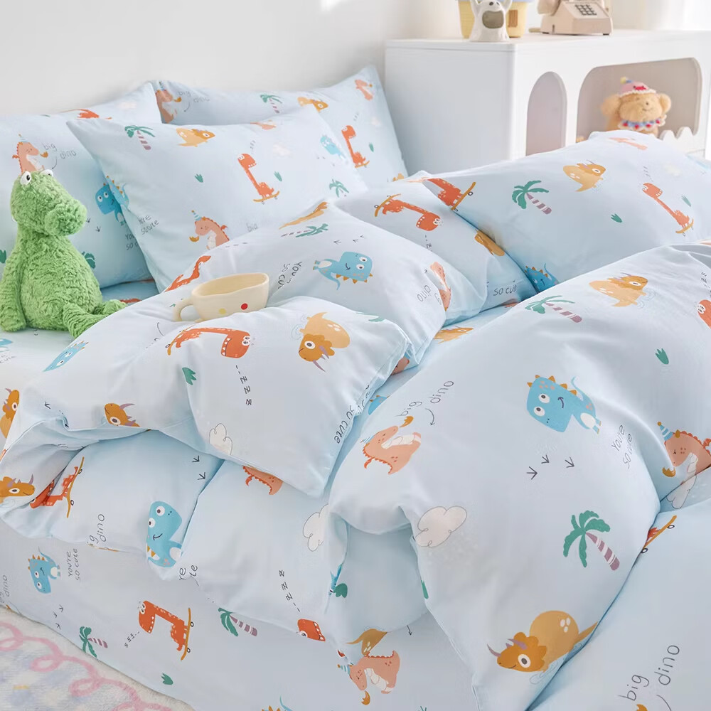 云瑾A类100%纯棉双层纱儿童被套单件全棉被罩幼儿园男女被罩 恐龙乐园（A类亲肤，透气柔软） 120x150cm【儿童小被套】