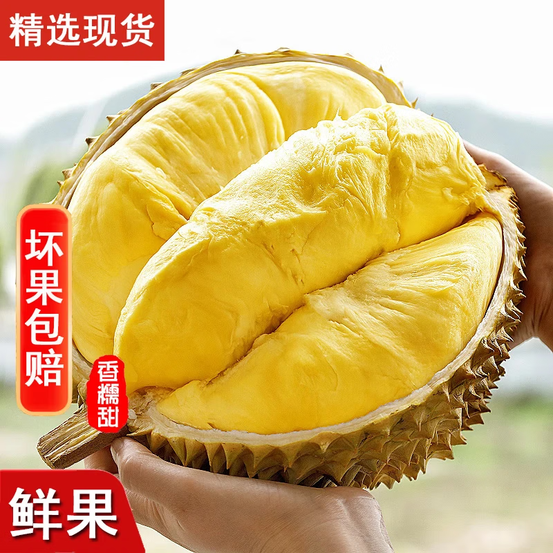 源外 正宗泰国进口金枕榴莲新鲜果 老树整个带壳水果生鲜多地次日达 净重3-4斤单果