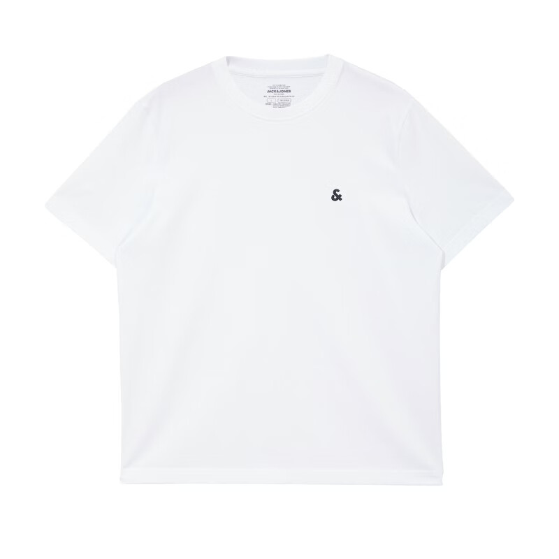杰克·琼斯(JACK&JONES)【凉感】男装春季T恤上衣百搭多色LOGO刺绣圆领短袖226101109 A06本白色 L (180)