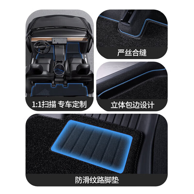 全包围TPE汽车脚垫专用于蔚来ET5蔚来ES6乐道L60蔚来ES8乐道L90 【双层黑色TPE+美尼斯】 【蔚来-ES6 2023-2024款】