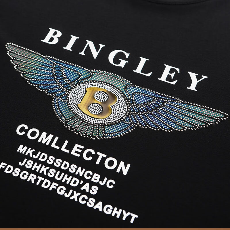 阿玛尼（ARMANI）伦 巴宝利娇夏季短袖T恤男圆领桑蚕丝修身韩版印花体恤潮大牌男装 国际一线品牌墨蓝 L 170_