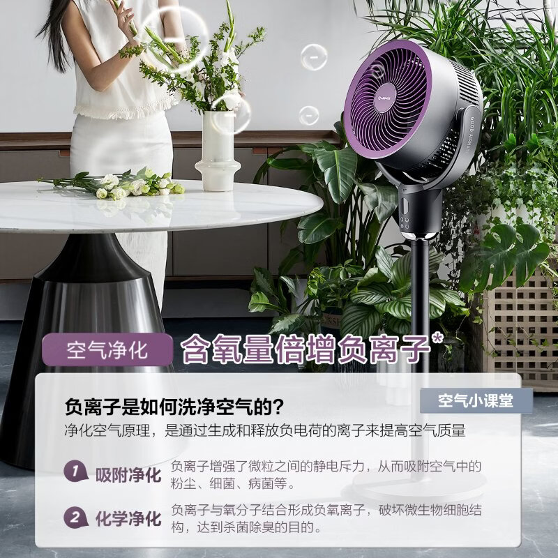 艾美特（AIRMATE） 空气循环扇落地扇3D立体风空气对流节能电风扇家用风扇 AI语音智控/负离子净化/猫毛滤网/全自动摆头