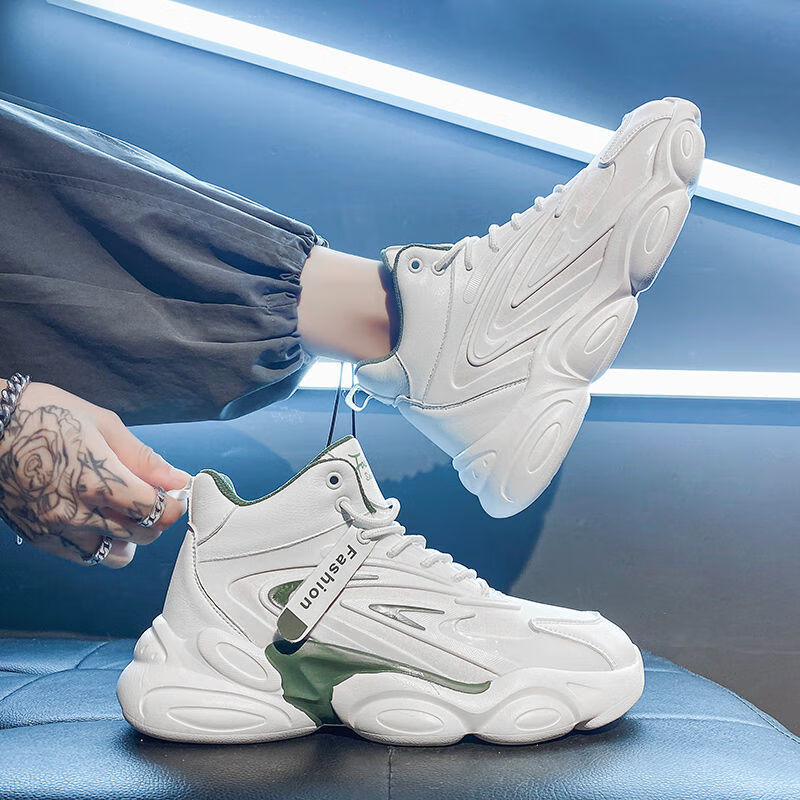 不夜城得物男鞋老爹鞋男春秋秋季白色ins高帮高中初中潮流老爹 x9986