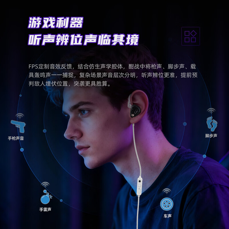 KZ Phantom幻影【专业旗舰】入耳式有线电竞游戏耳机FPS游戏毕业款 黑色 声卡版带麦【TYPE-C接口】