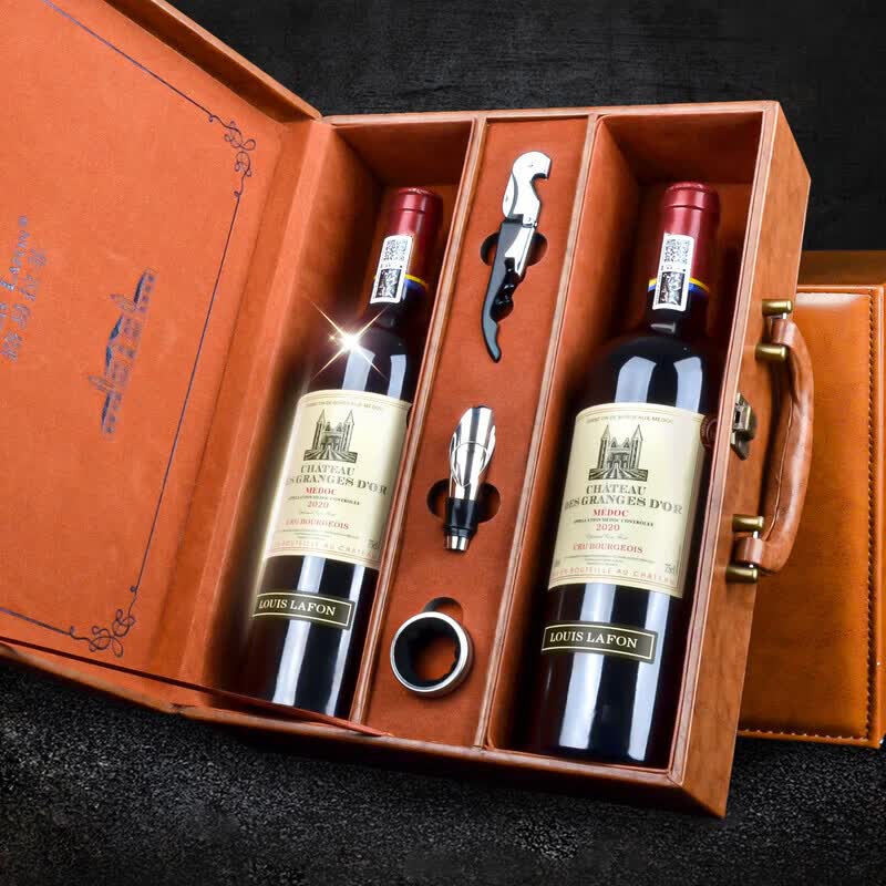 路易拉菲（LOUIS LAFON）法国原瓶进口红酒AOC梅多克中级庄干红葡萄酒 750ml*2双支礼盒	