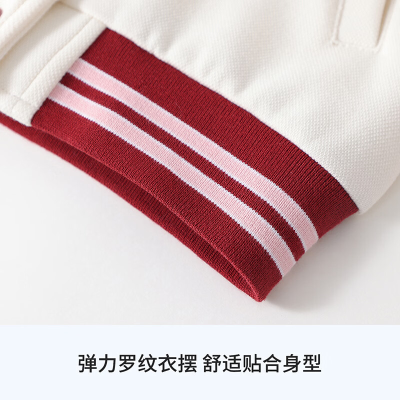Classic Teddy儿童上衣女童春季英伦学院风休闲棒球服外套春装童装新品 活泼小可爱泰迪-米白 120