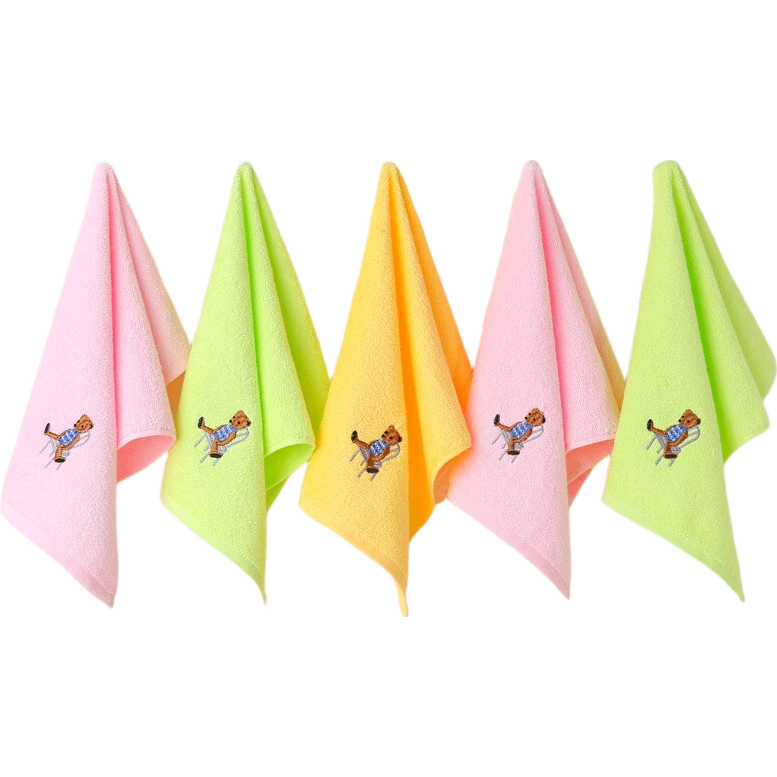 金号5条儿童毛巾纯棉A类全棉宝宝洗脸巾柔软舒适强吸水婴儿擦汗小毛巾 纯棉A类T55混色 5条