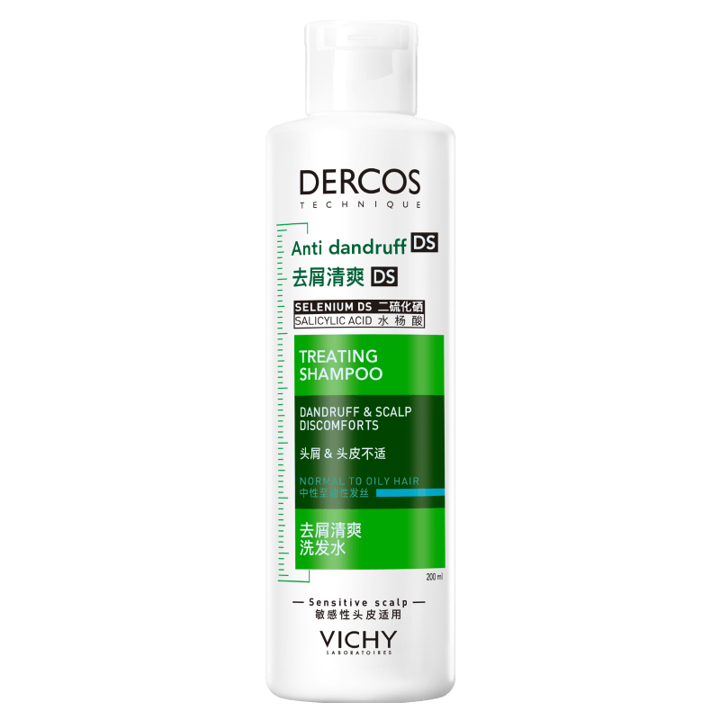薇姿（VICHY）洗发水绿标1%二硫化硒洗发水男士女士缓解头痒去屑洗发水200ml
