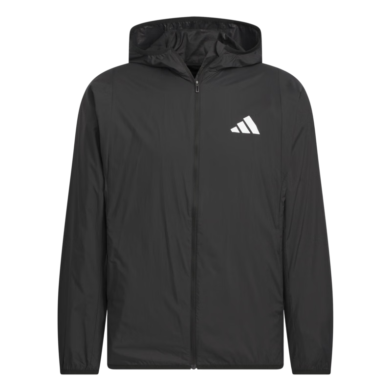 adidas拒水防泼凉感防晒UPF50+连帽防晒衣皮肤衣男女阿迪达斯   黑色   S