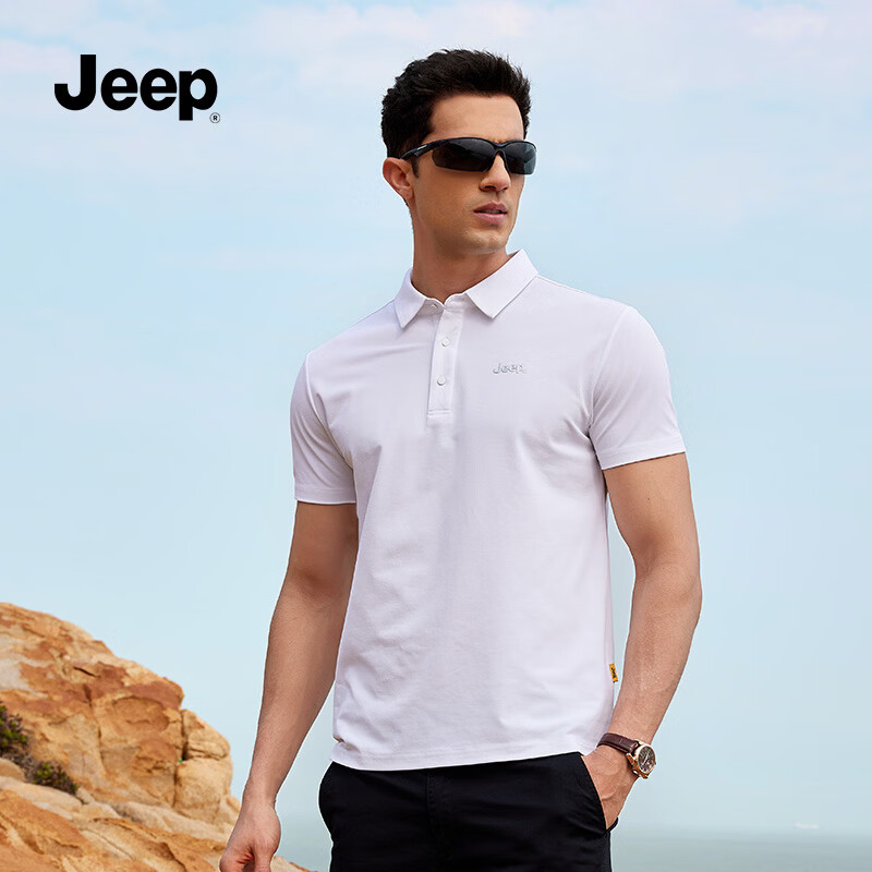 JEEP吉普时尚男装2026年春夏季新款休闲凉感polo衫翻领薄款短袖t恤男 幻影黑 /男女同款 L （175/92A）