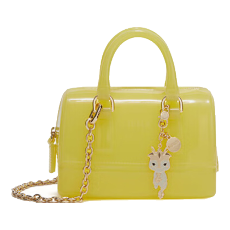 芙拉（FURLA）【情人节礼物】CANDY女士迷你链条包波士顿包果冻包手提包斜挎包 金色