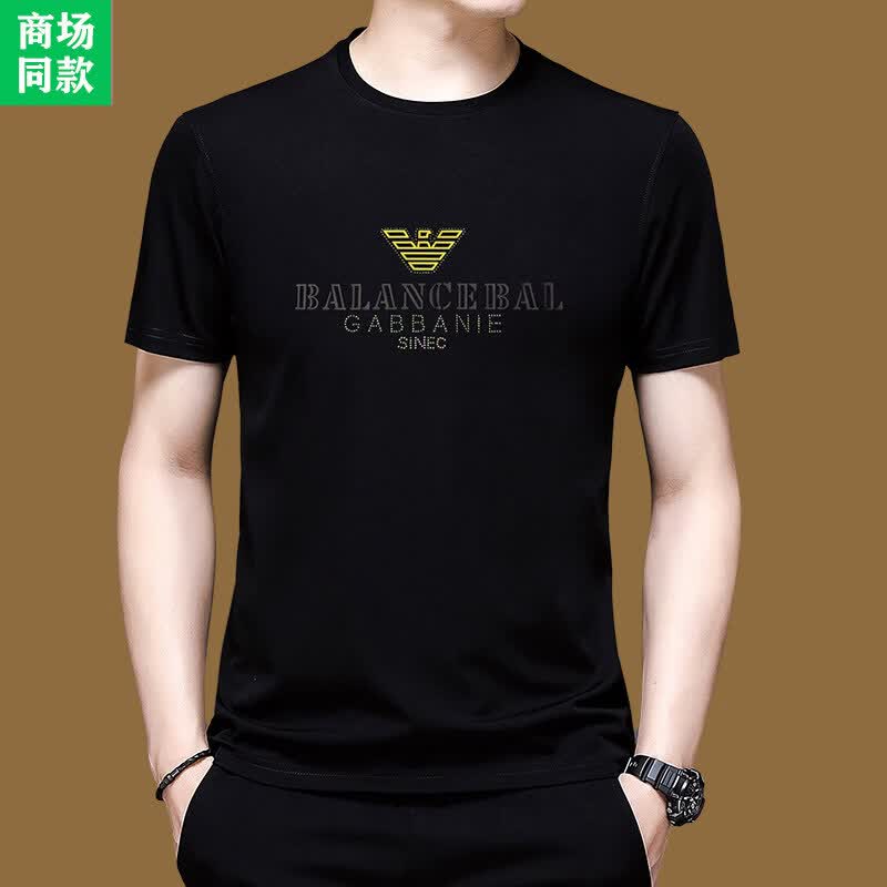 阿玛尼（ARMANI）意大利正品短袖t恤男士圆领2026夏季新印花鹰标韩版休闲百搭上衣 国际一线品牌白色80666 2XL 180码=【155-170斤】