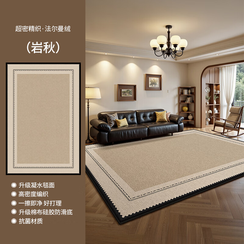 Y U-LIVE地毯客厅中古风2026新款沙发卧室床边垫免洗可擦高级家用轻简约 圈绒棉布-岩秋 定制请联系客服【享优惠】
