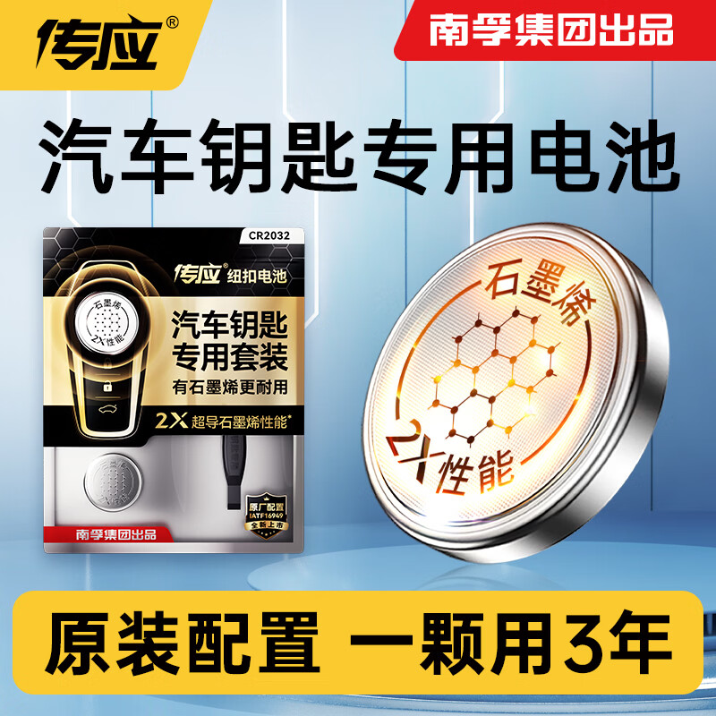 传应南孚CR2032石墨烯纽扣电池2粒 车钥匙专用【内置撬棍+螺丝刀】适用于奥迪/宝马/大众/别克/奔驰等