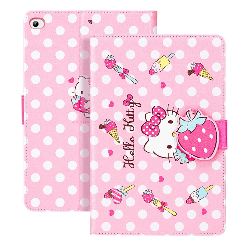 Hello Kitty iPad mini5保护套2019款7.9英寸苹果mini5平板保护壳 卡通搭扣防摔全包休眠支架皮套 草莓凯蒂